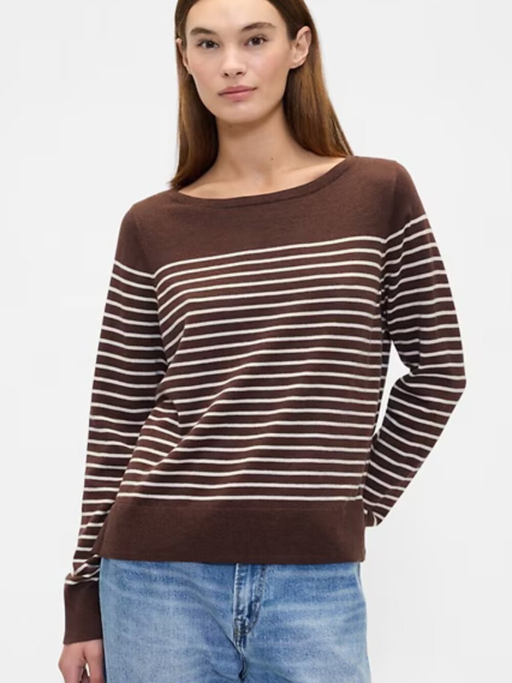 GAP Relaxed Deep Brown Stripe Boatneck Sweater/NWT/M